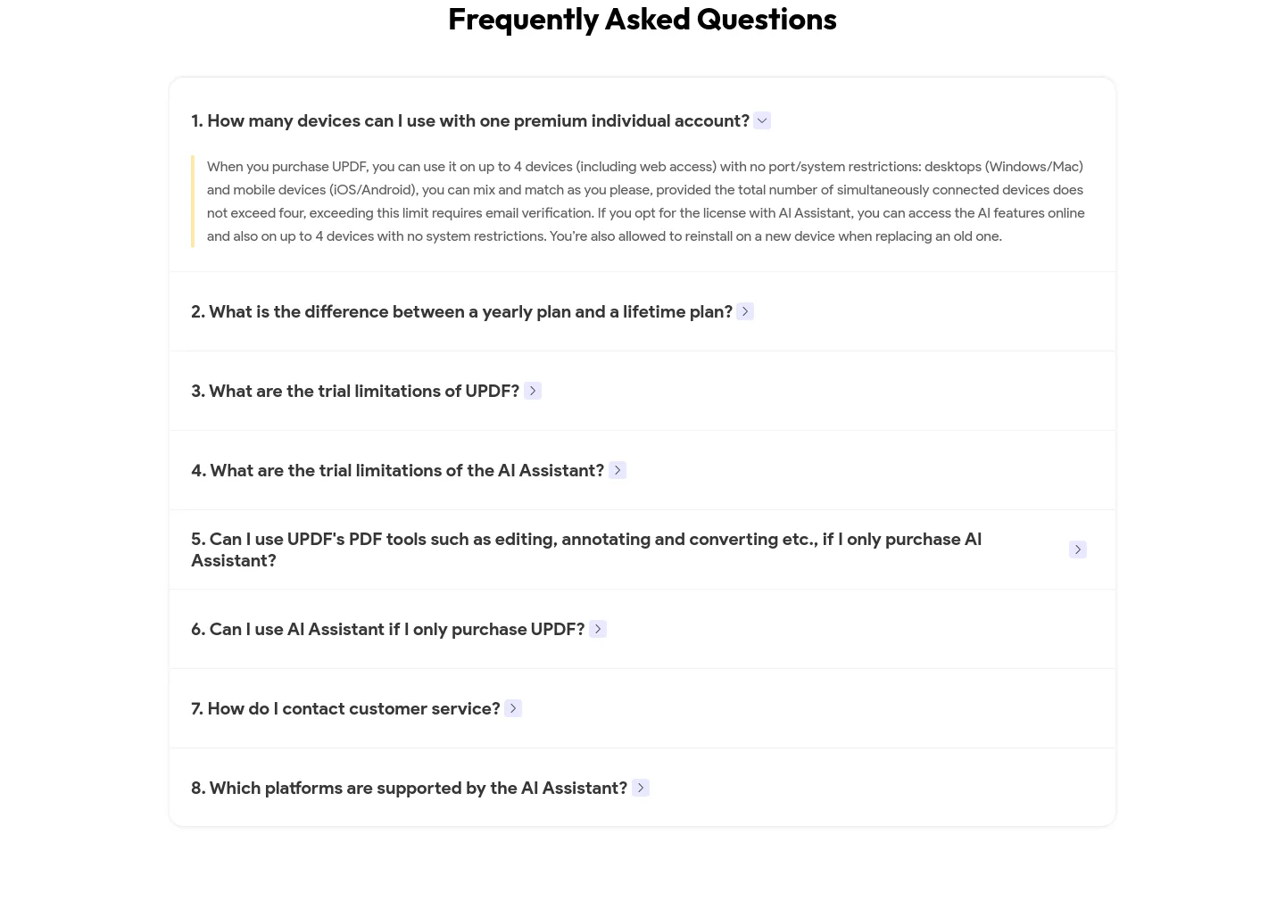 updf.com — a real FAQ section