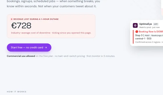 No credit card element from uptimeeye.com