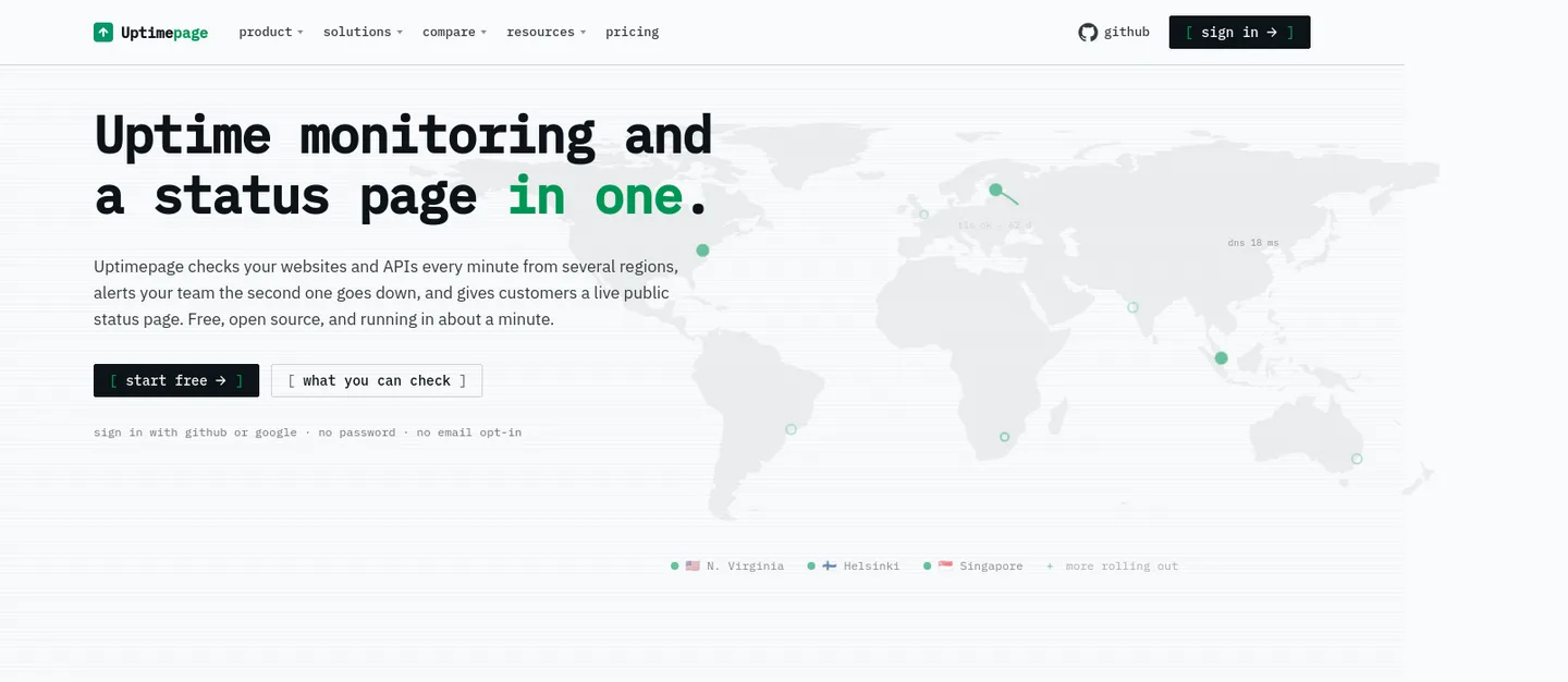 uptimepage.dev — a measured funnel