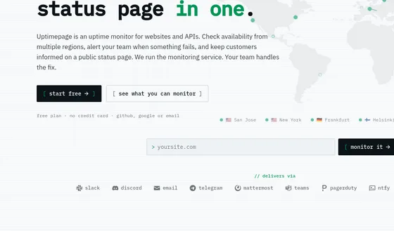 No credit card element from uptimepage.dev