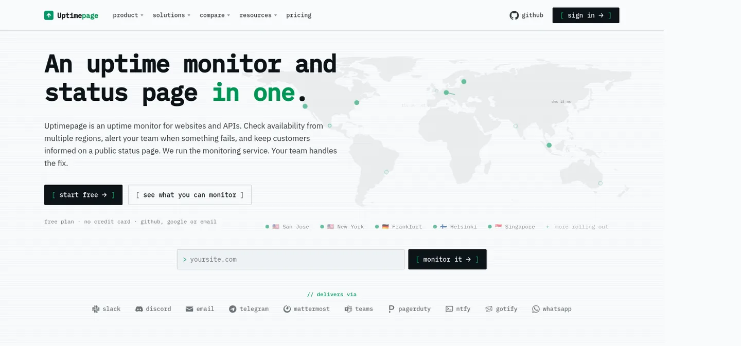uptimepage.dev — a measured funnel