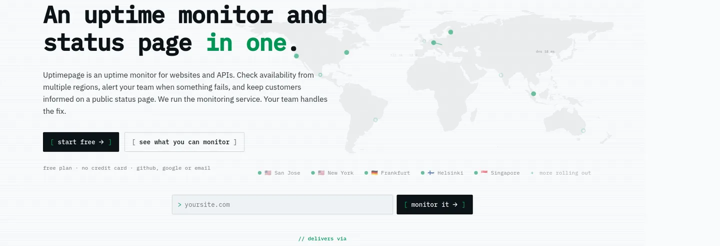 uptimepage.dev — Hero