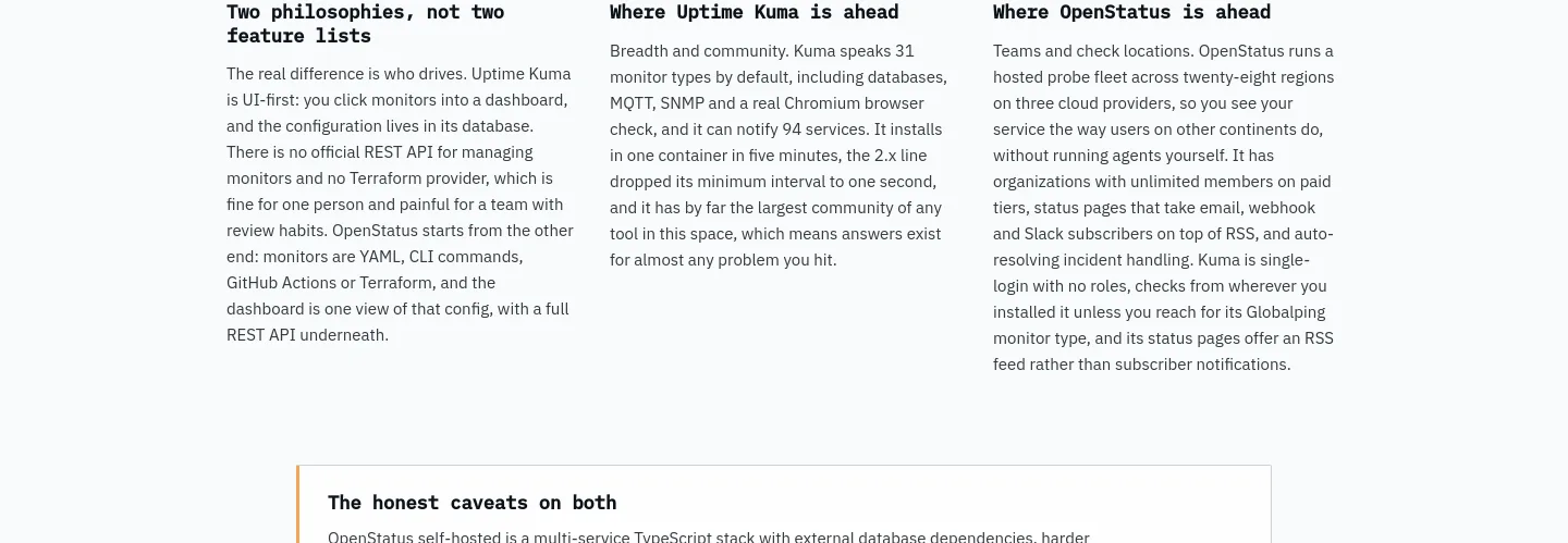 uptimepage.dev — Features