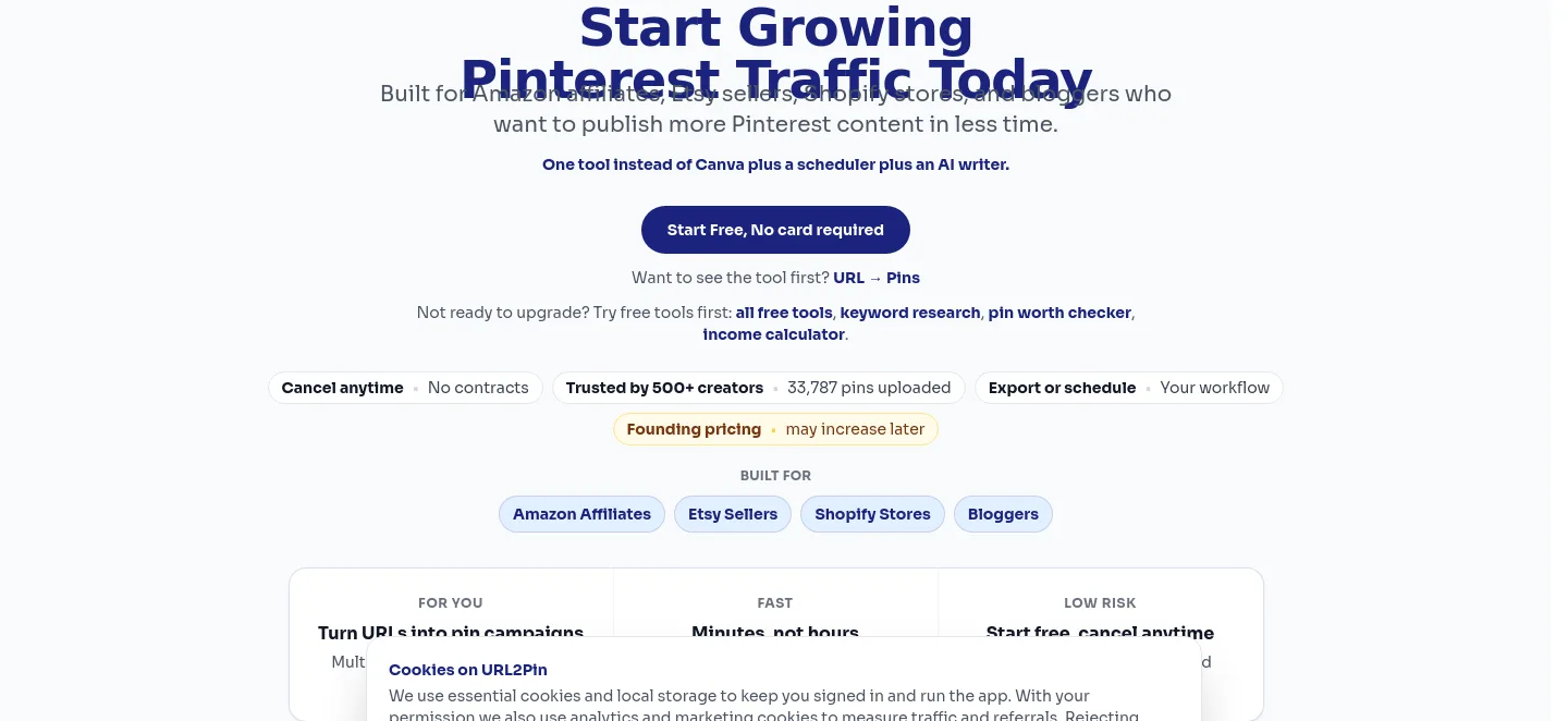 url2pin.com Hero section