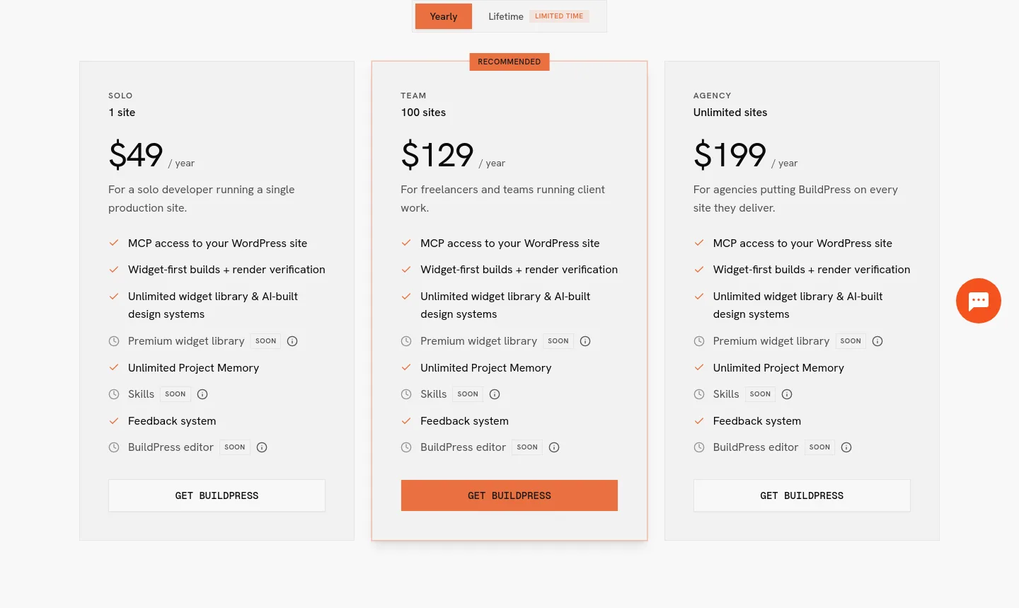 usebuildpress.com — Pricing