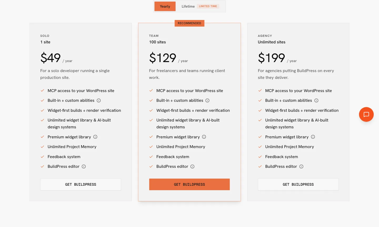 usebuildpress.com — Pricing