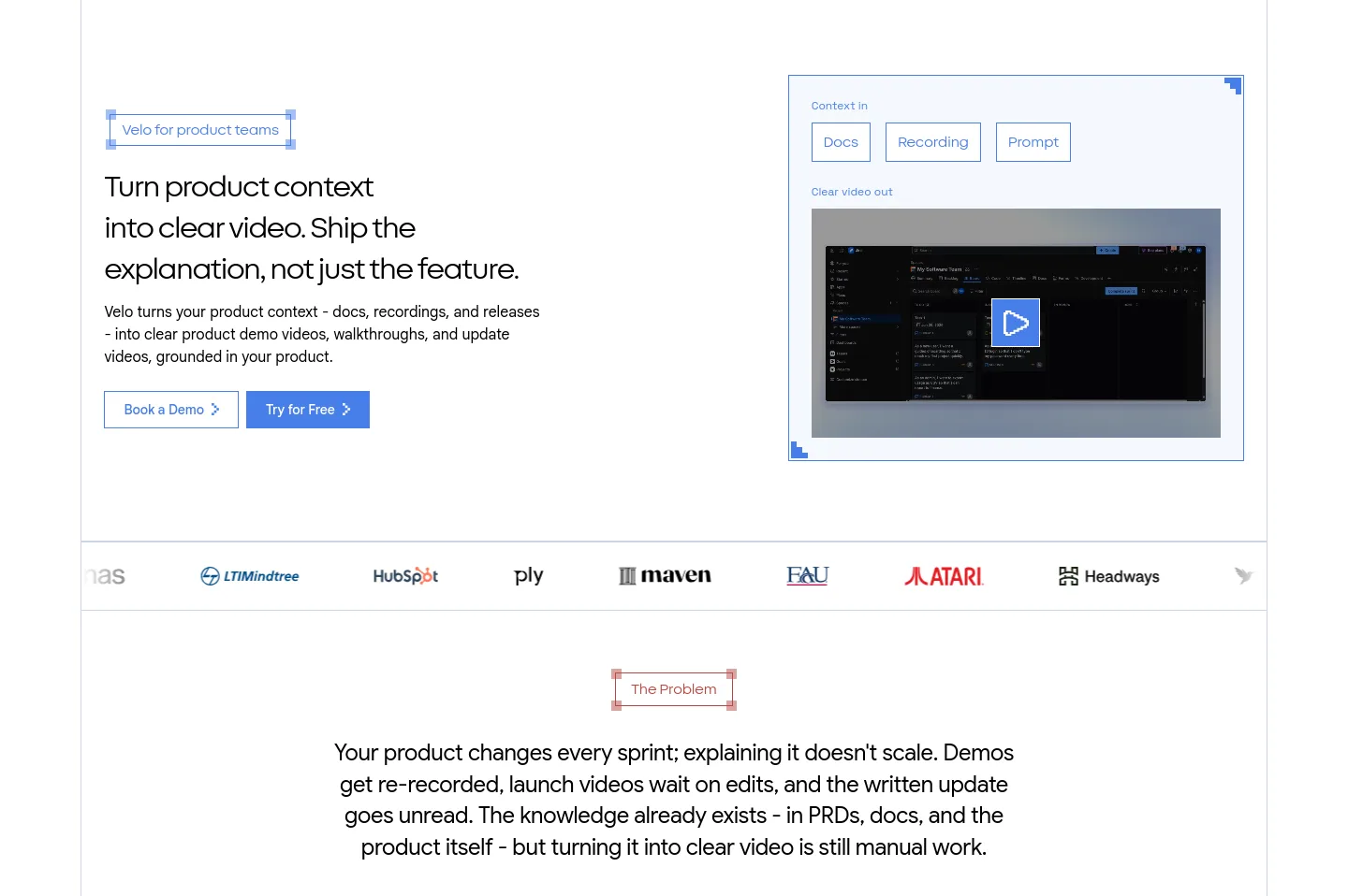 usevelo.ai Hero section