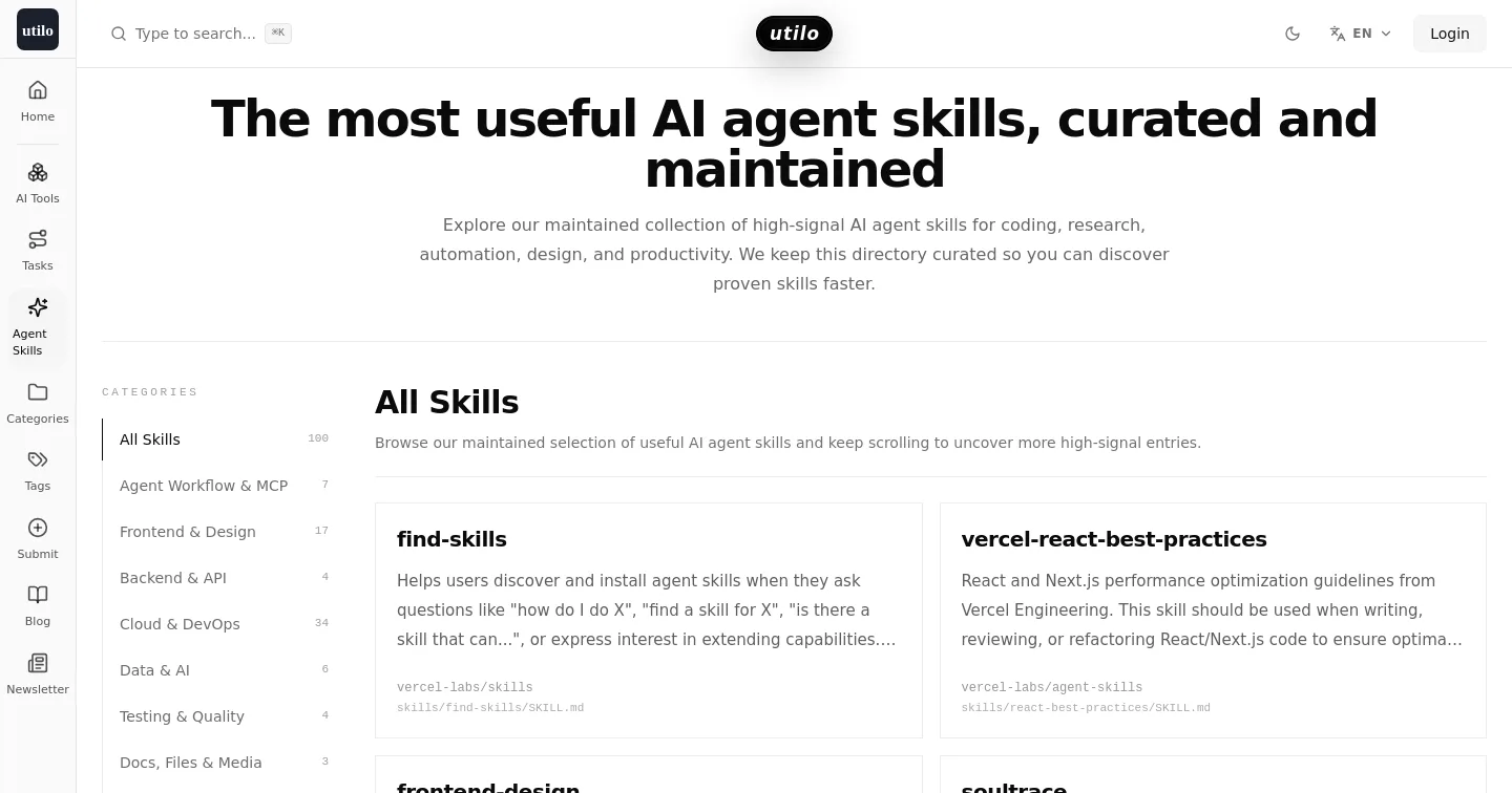 utilo.io — a measured funnel