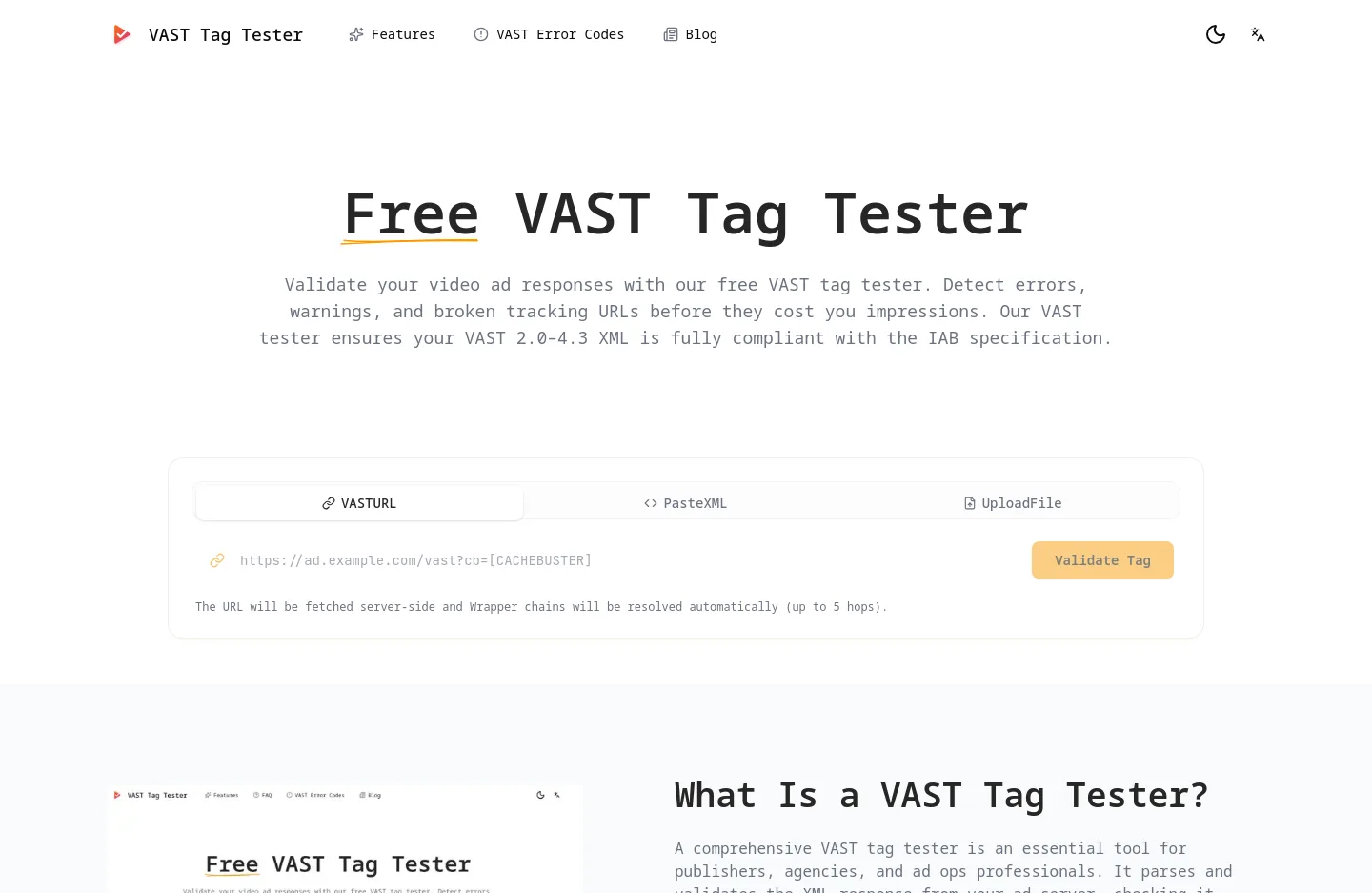 vast-tag-tester.online — a measured funnel