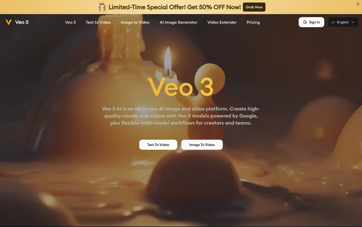veo3-ai.io Hero section
