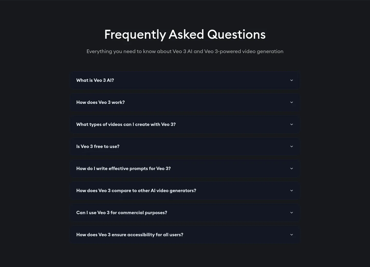 veo3-ai.io — a real FAQ section