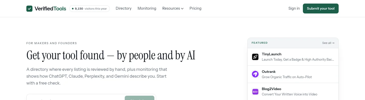 verifiedtools.info — a measured funnel