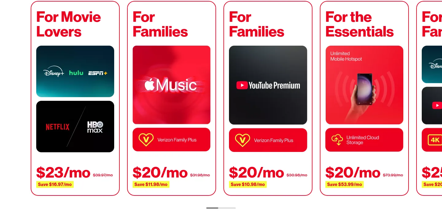 verizon.com Pricing section
