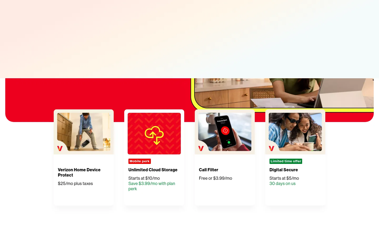 verizon.com Pricing section