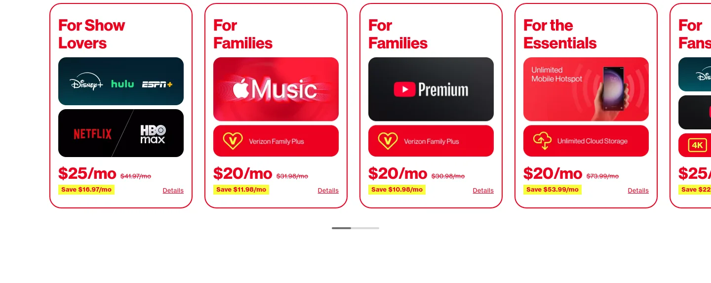 verizon.com Pricing section