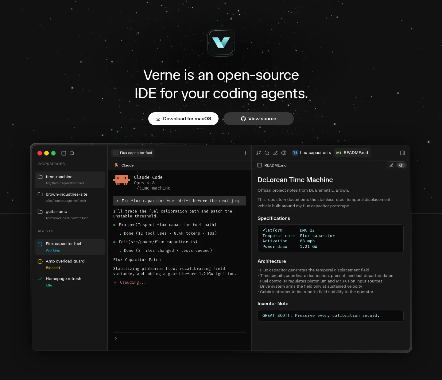 verne.build — a real Hero section