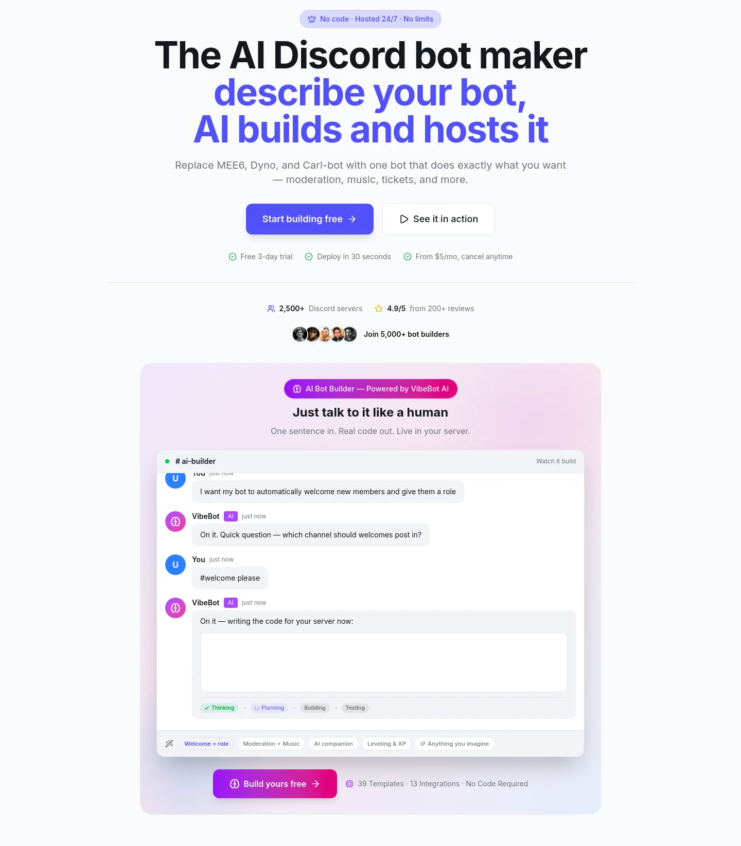 vibebot.gg — Hero