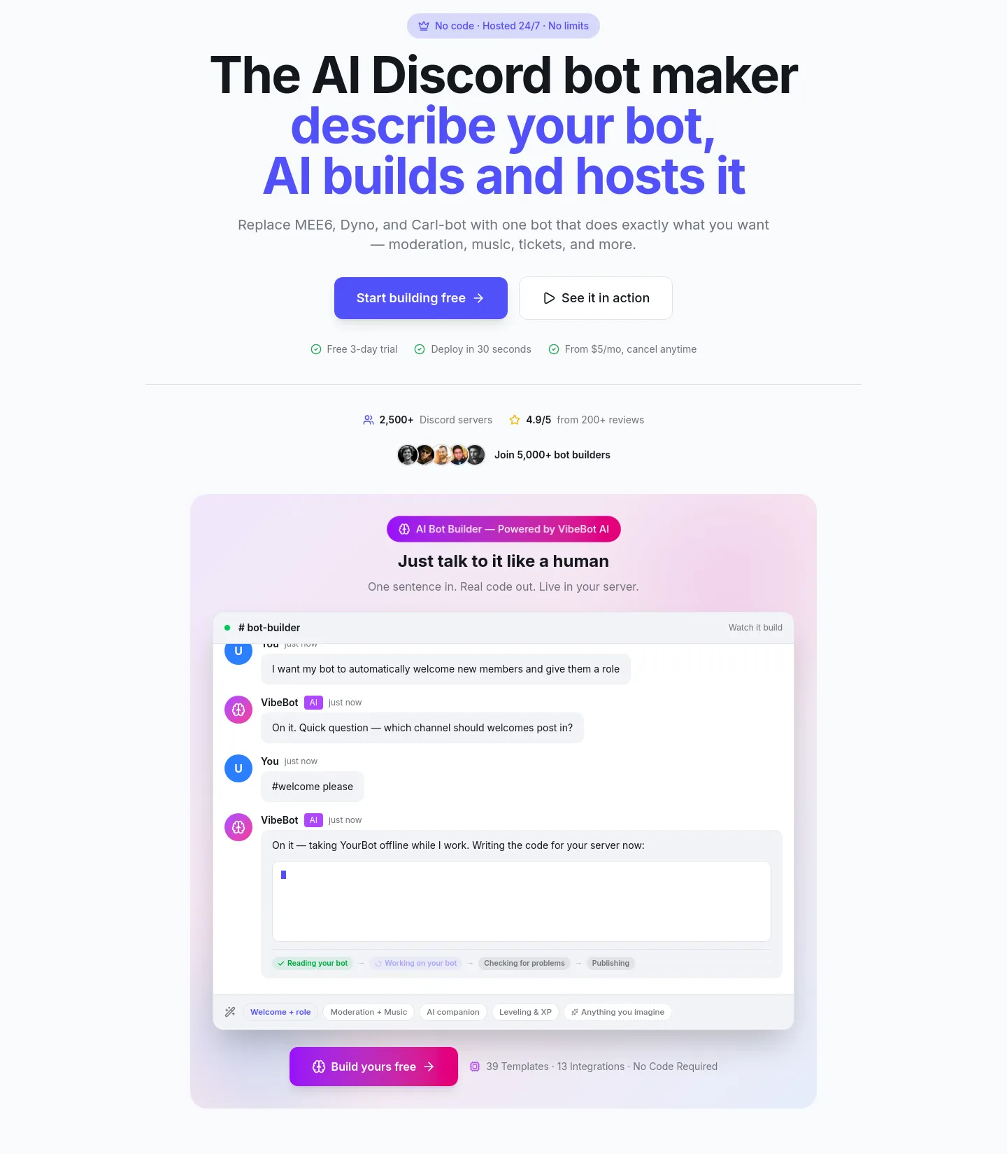 vibebot.gg — Hero