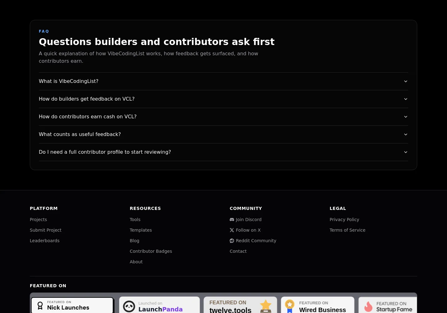 vibecodinglist.com — FAQ