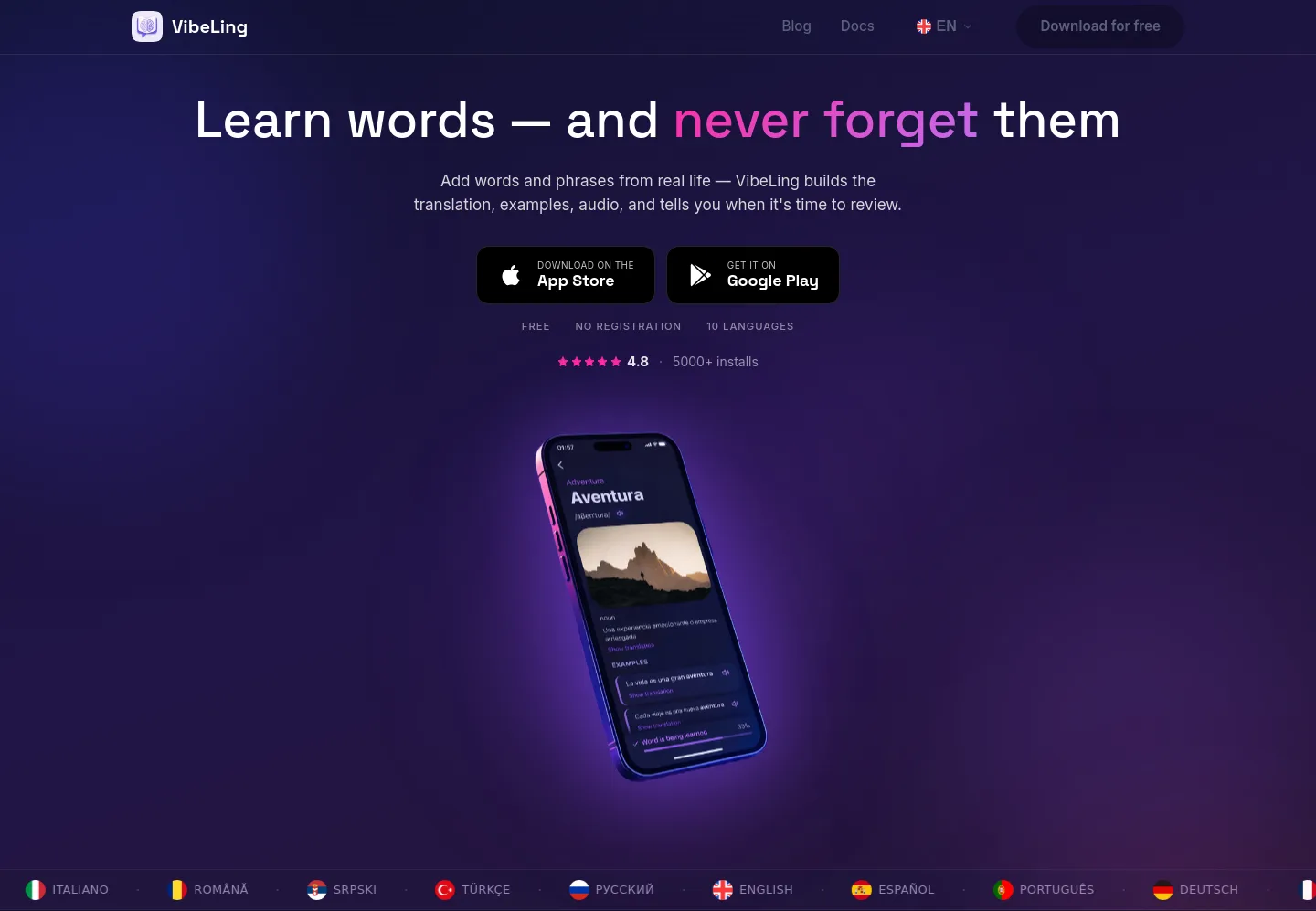 vibeling.app — Hero