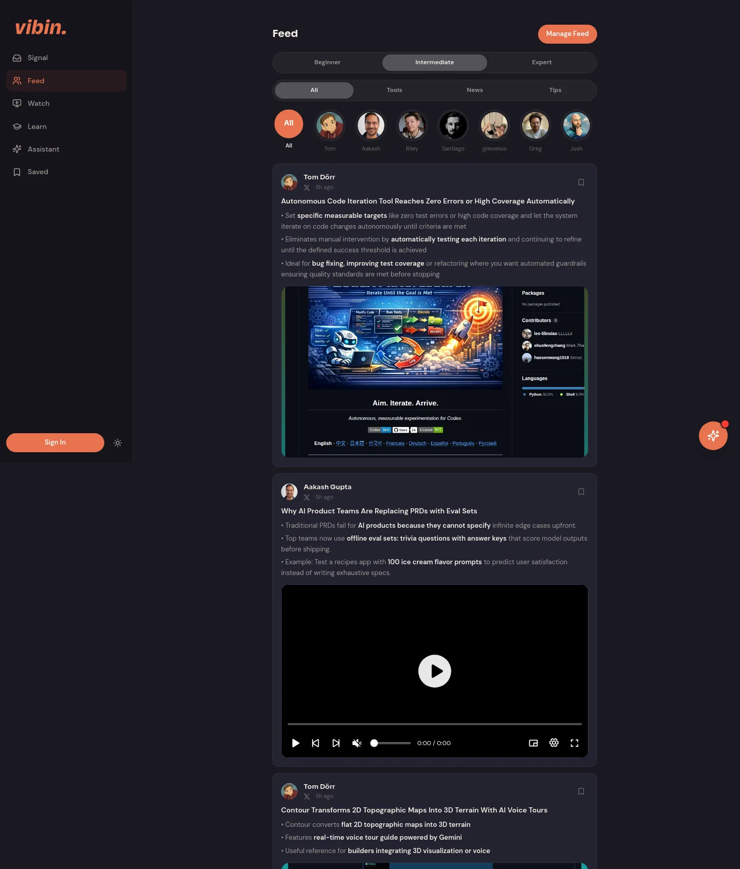 vibin.live — a measured funnel