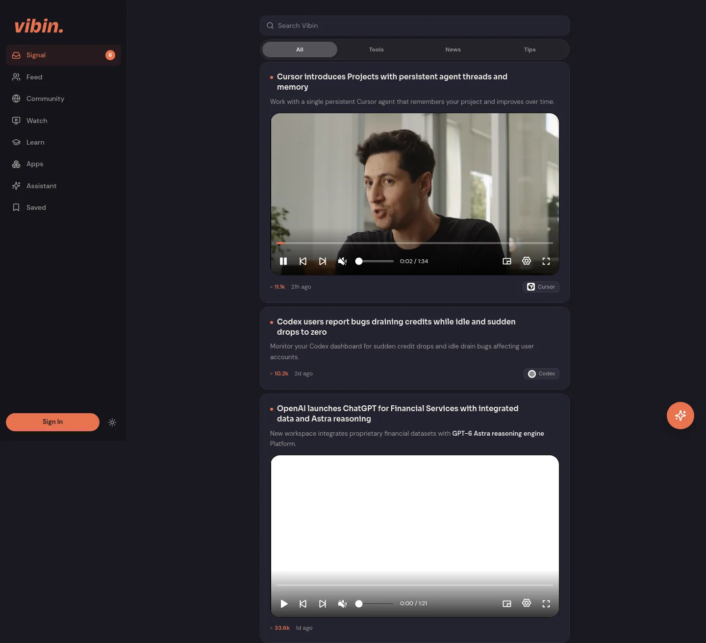 vibin.live — a measured funnel
