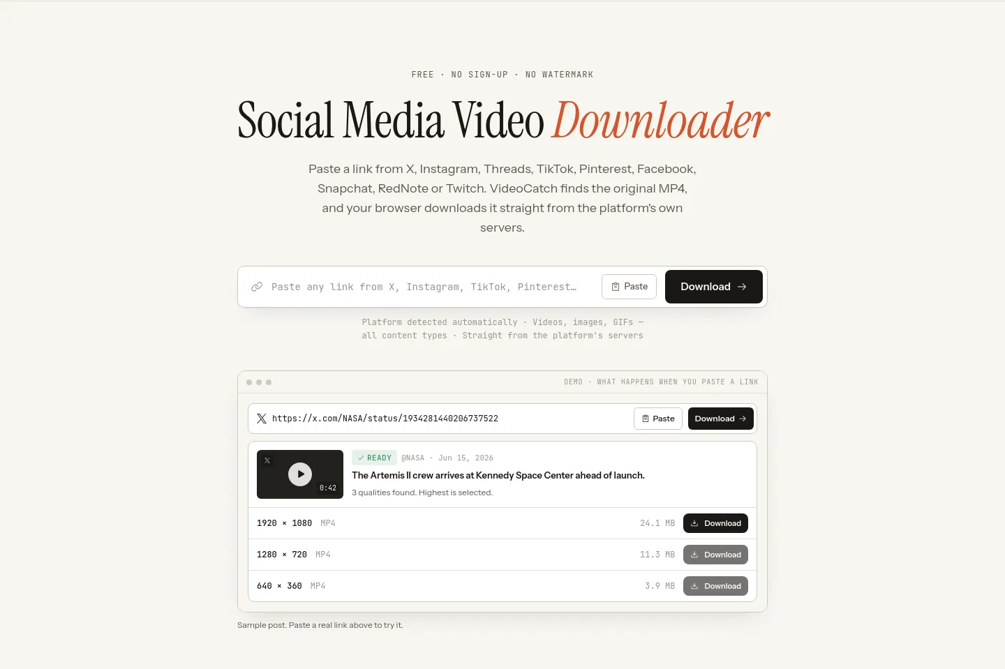 videocatch.org — Hero