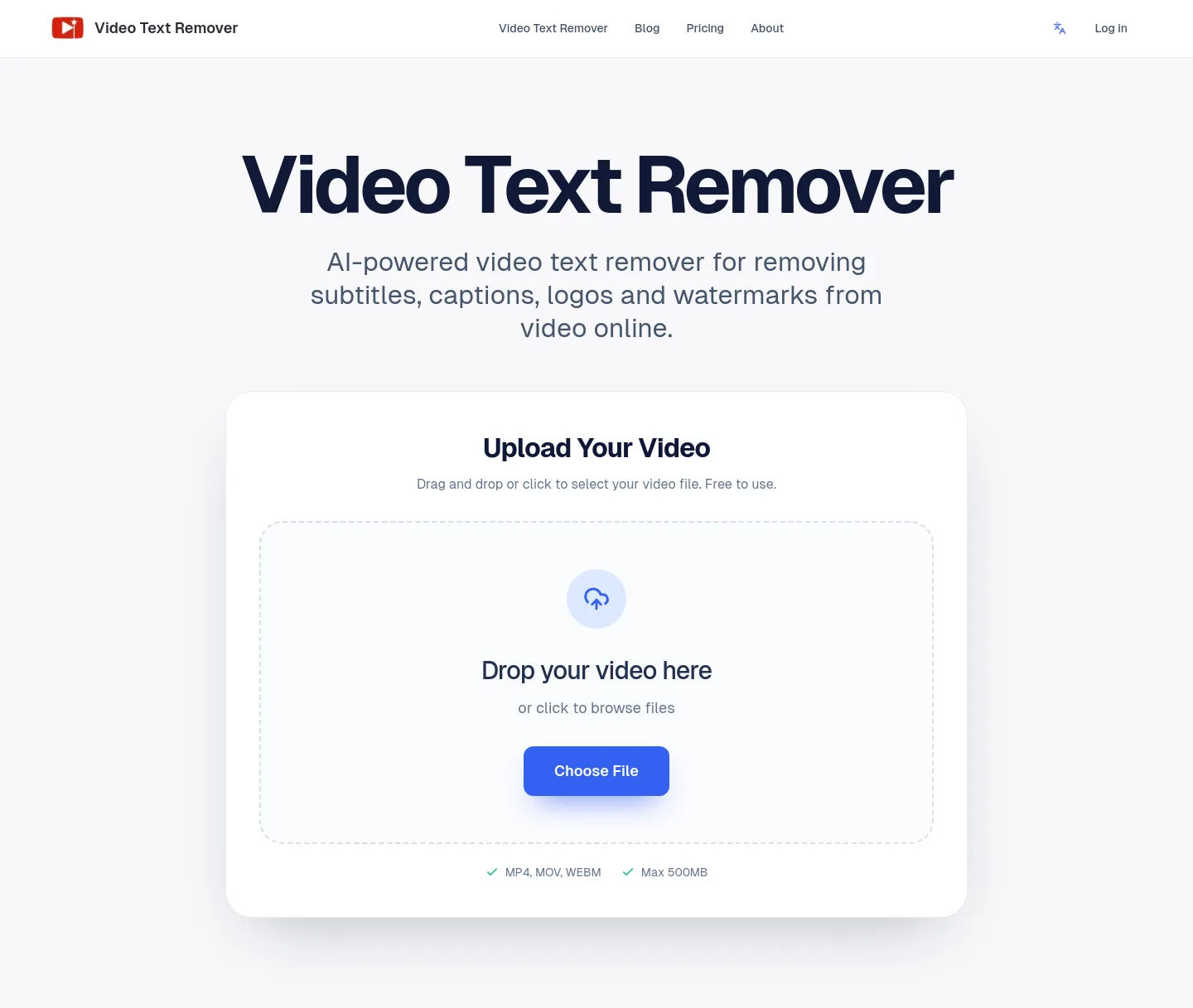 videotextremover.com Hero section