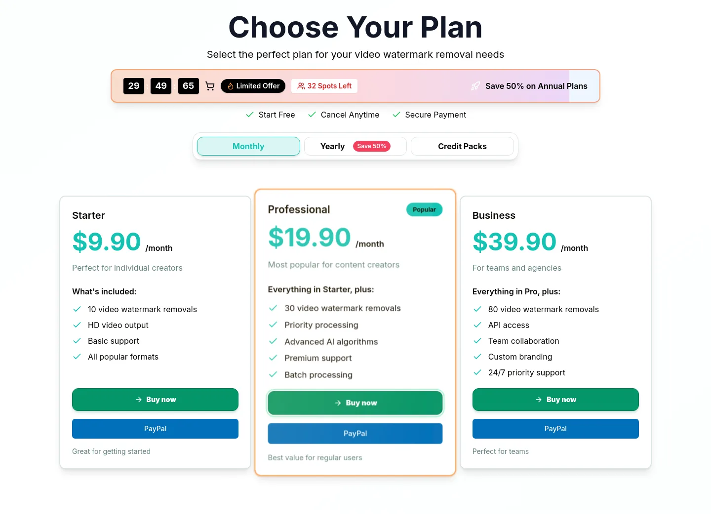 videowatermarkremover.org — Pricing