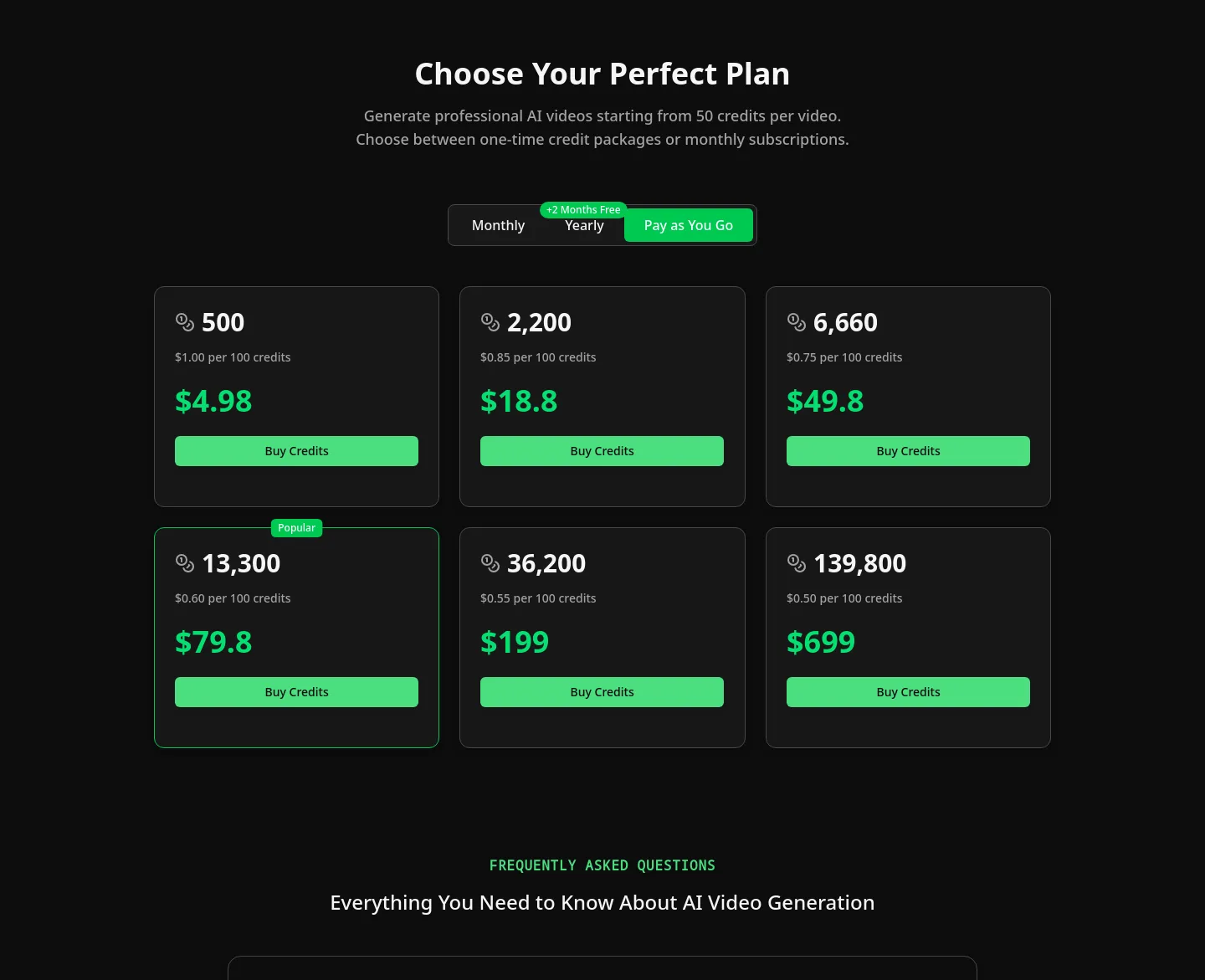 vidflux.ai — a real Pricing section