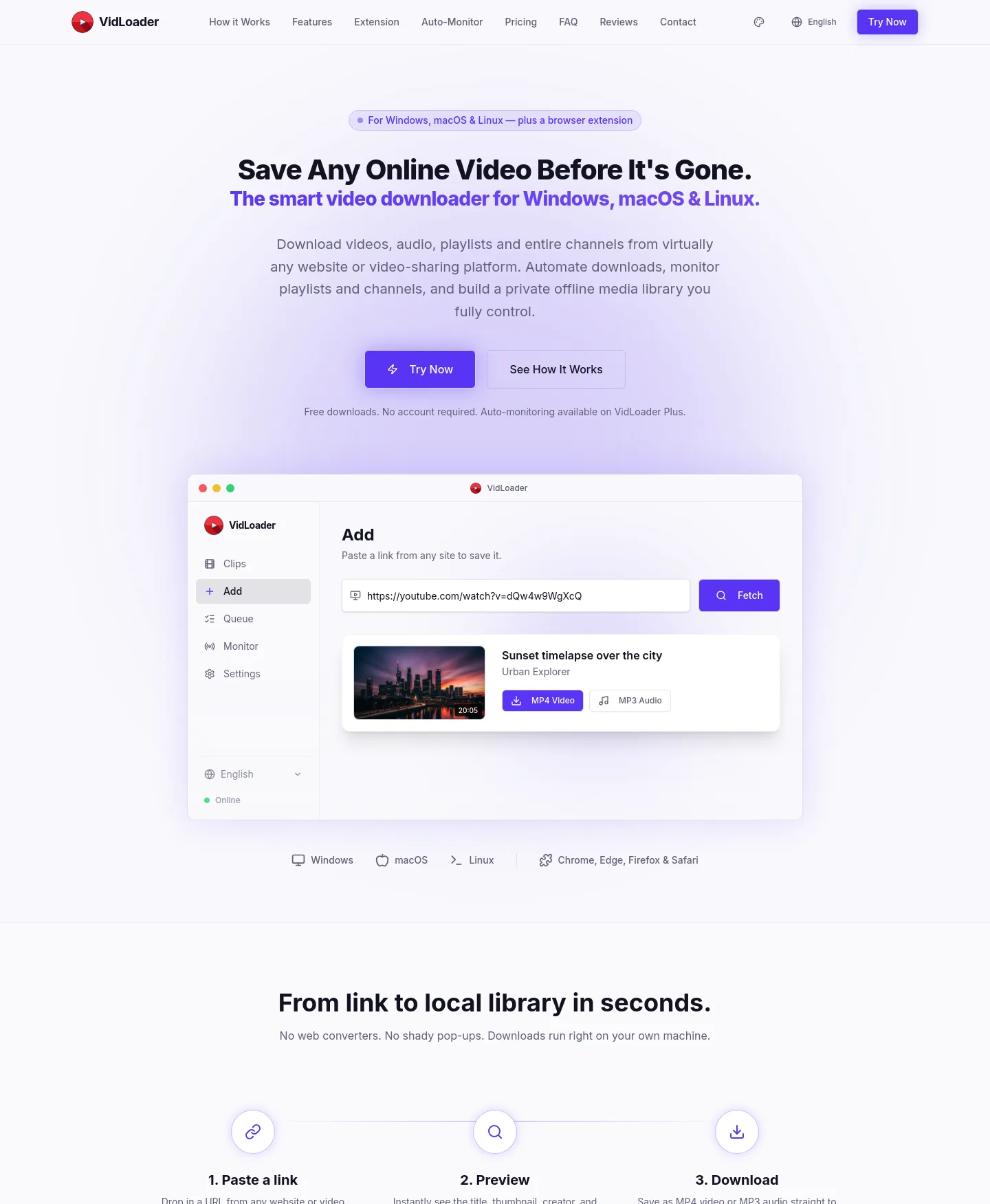 vidloader.com — a real The Objection-Handler page