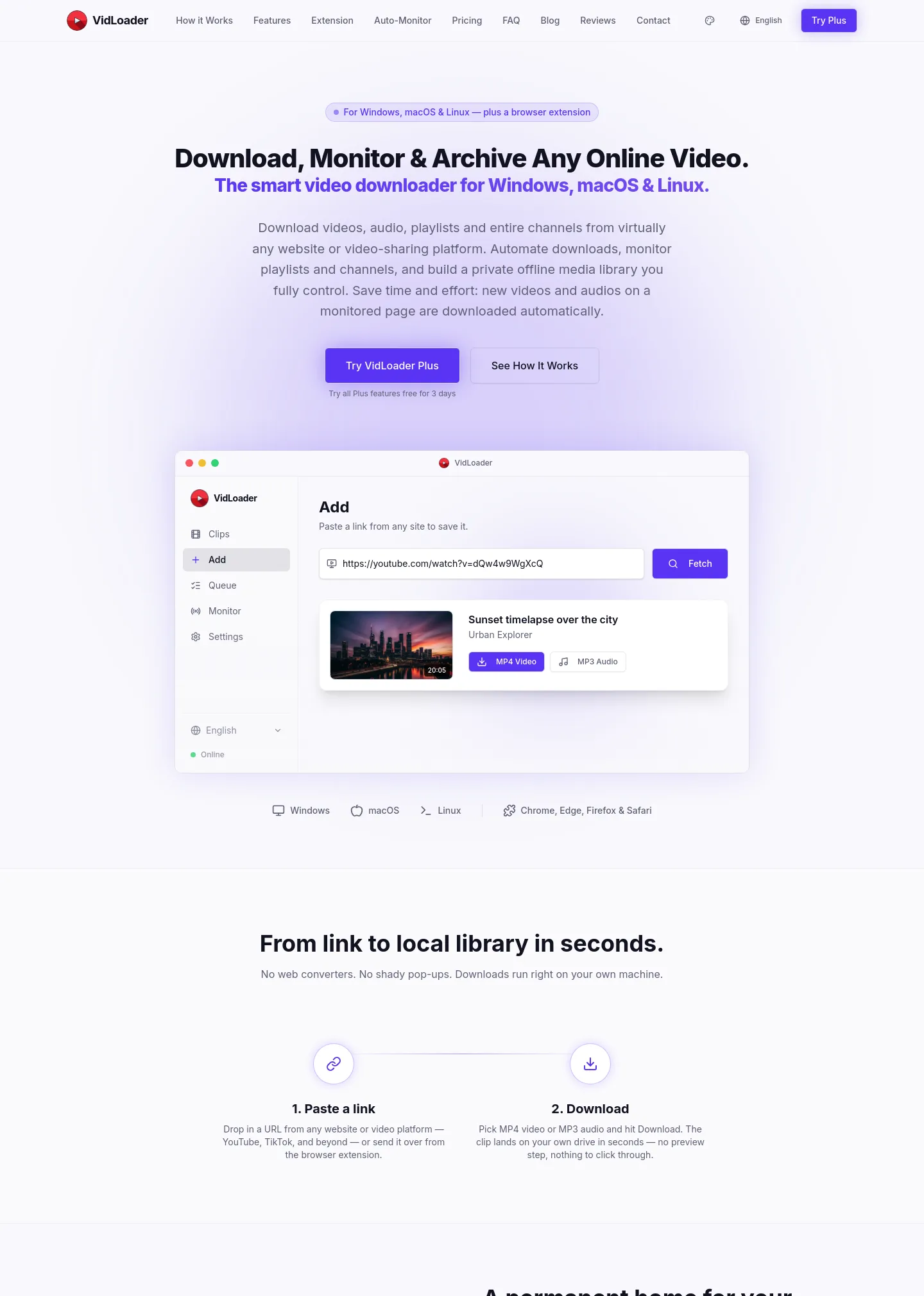 vidloader.com — a measured funnel