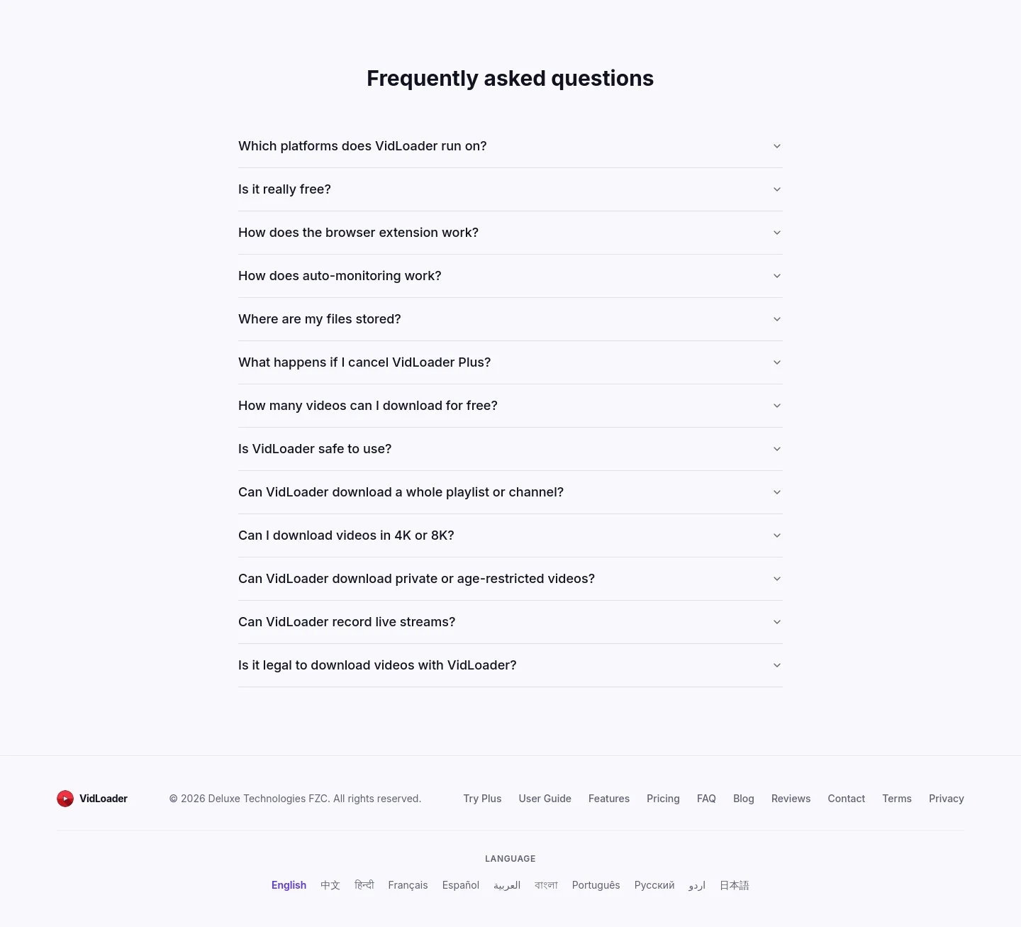 vidloader.com — FAQ