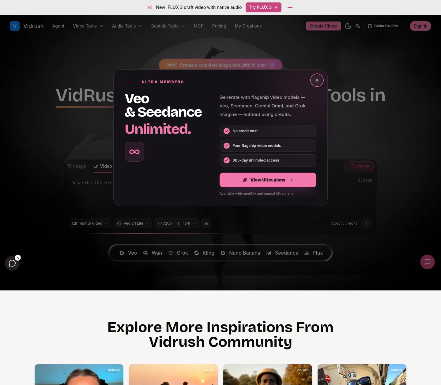 vidrush-ai.com — a measured funnel