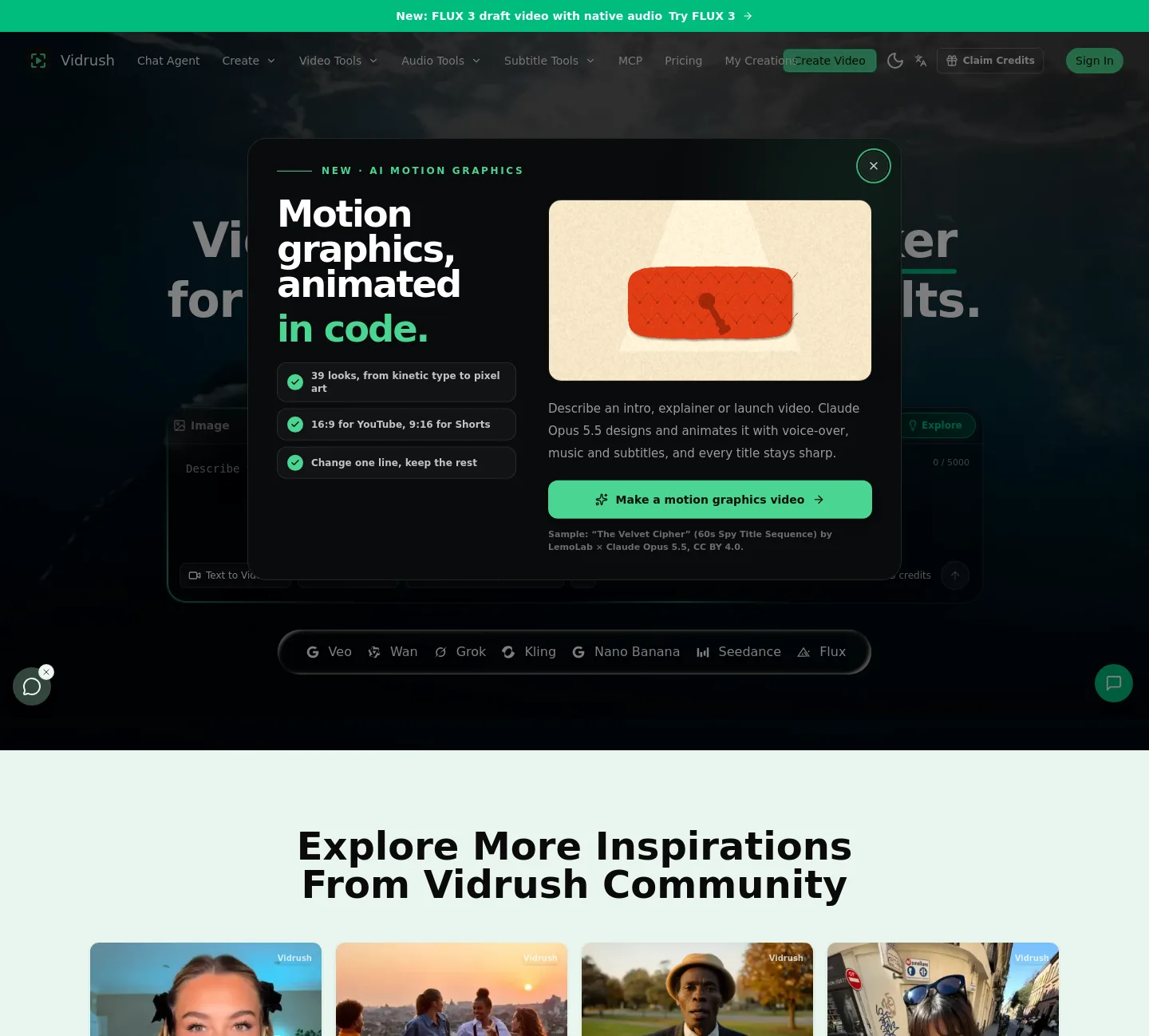vidrush-ai.com — a measured funnel