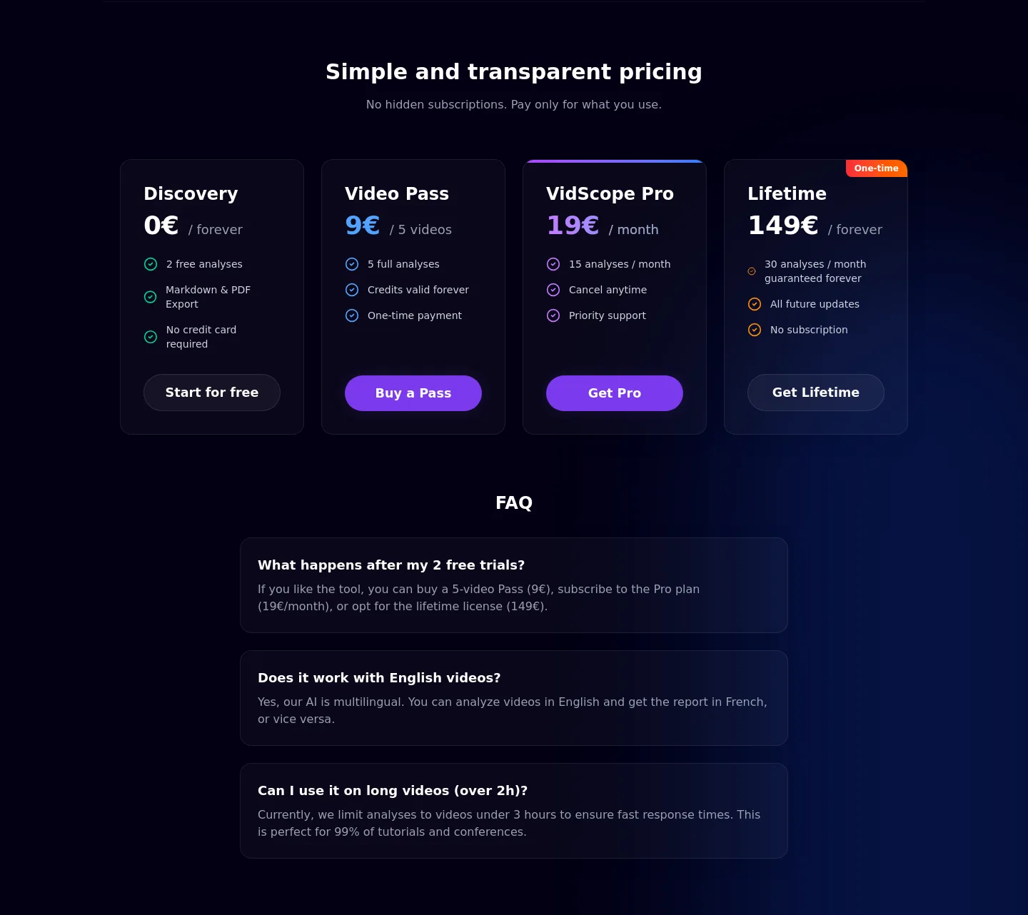 vidscope.fr — FAQ