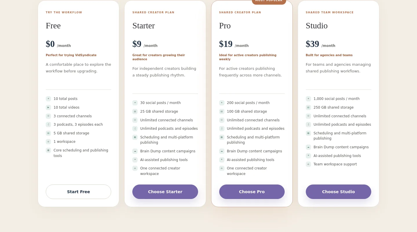 vidsyndicate.com — Pricing