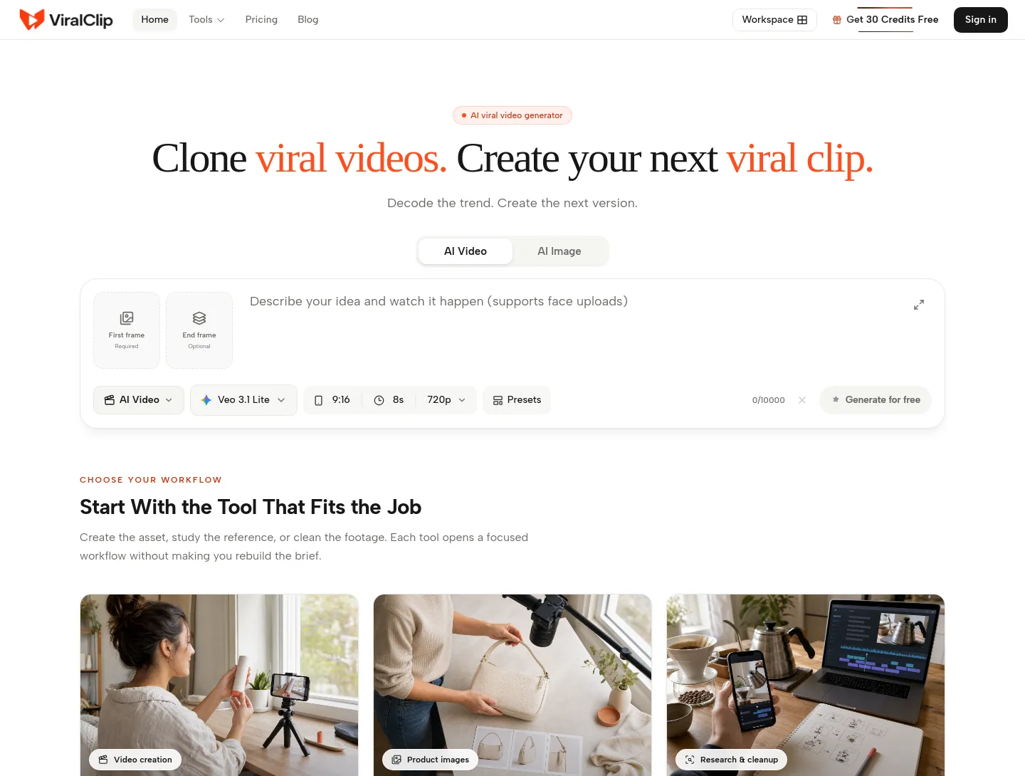 viralclip.app — a measured funnel