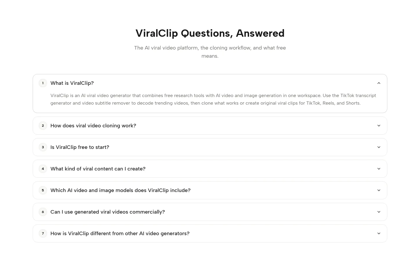 viralclip.app FAQ section