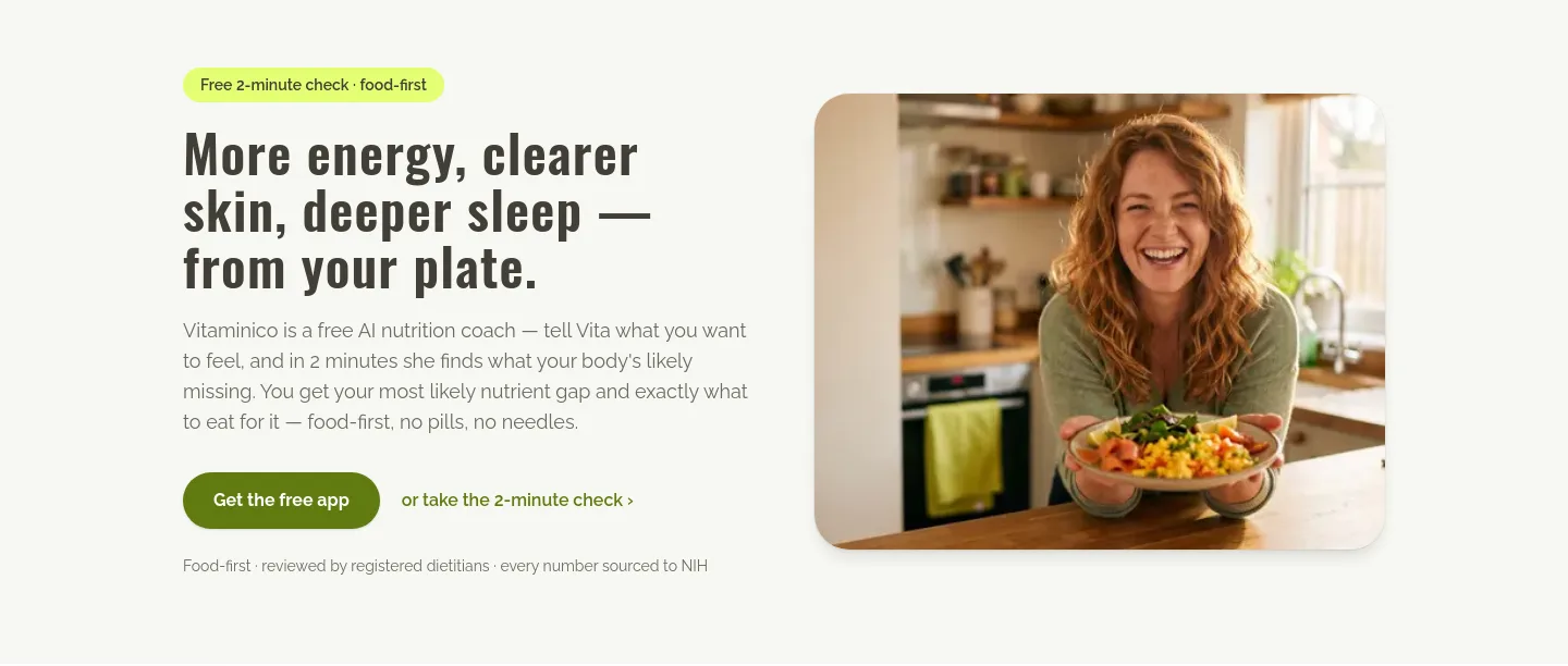 vitaminico.org Hero section