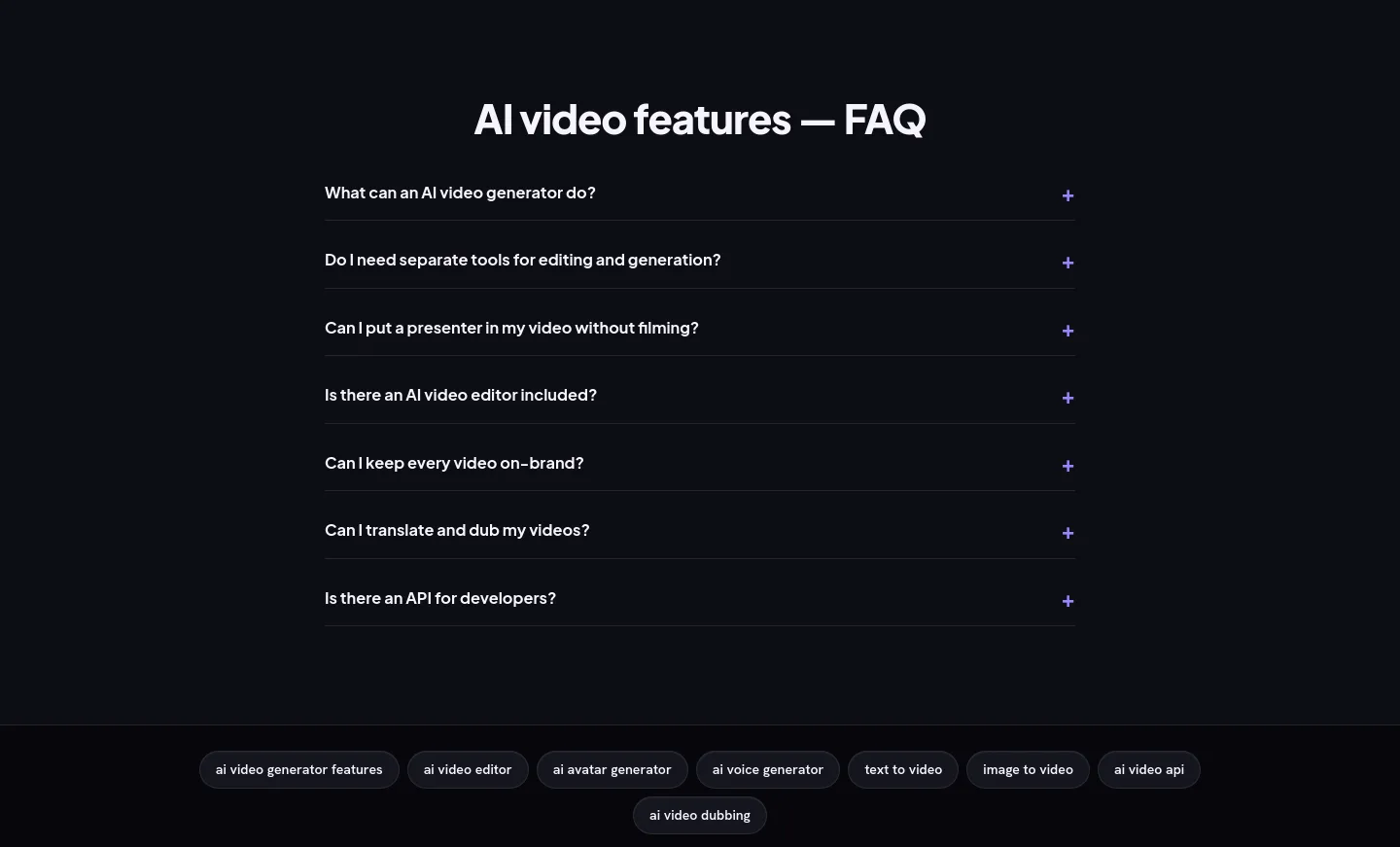 vivideo.ai FAQ section