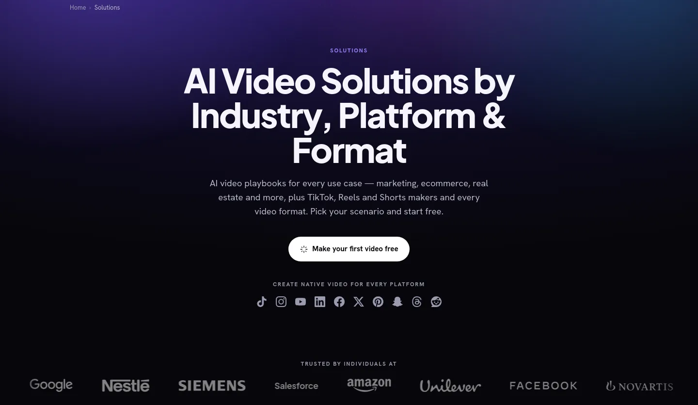 vivideo.ai Hero section