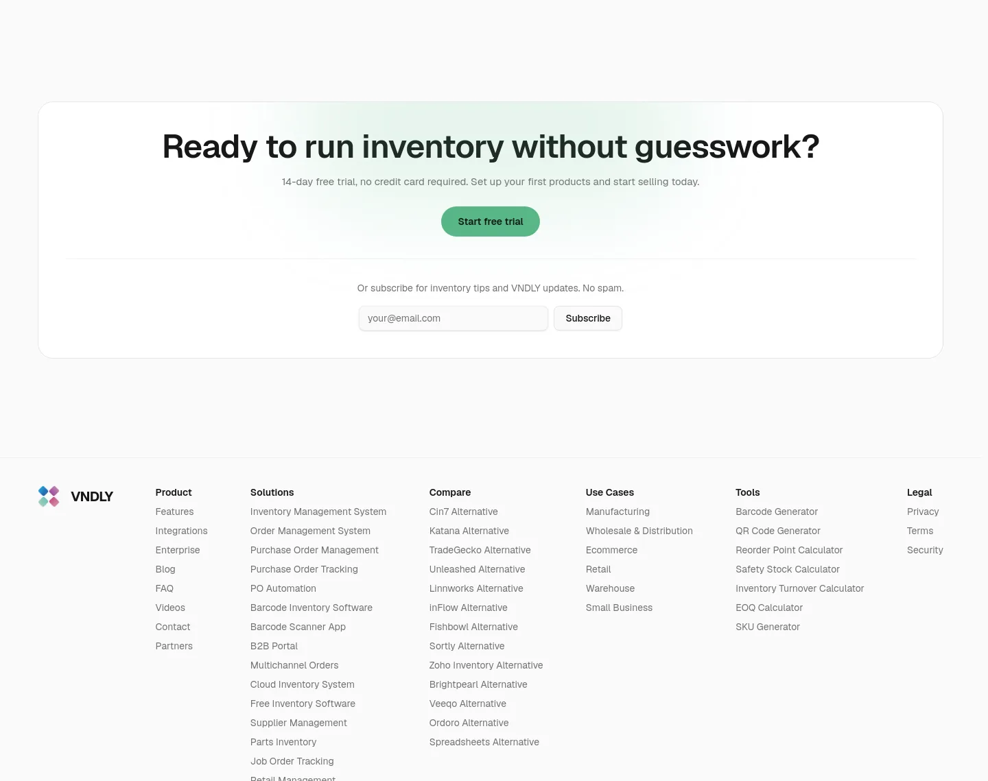 vndly.io — a real Email Capture section