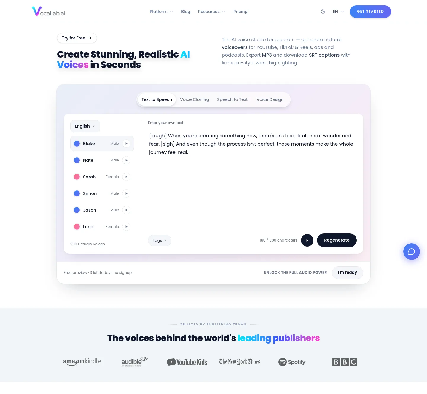 vocallab.ai — a measured funnel