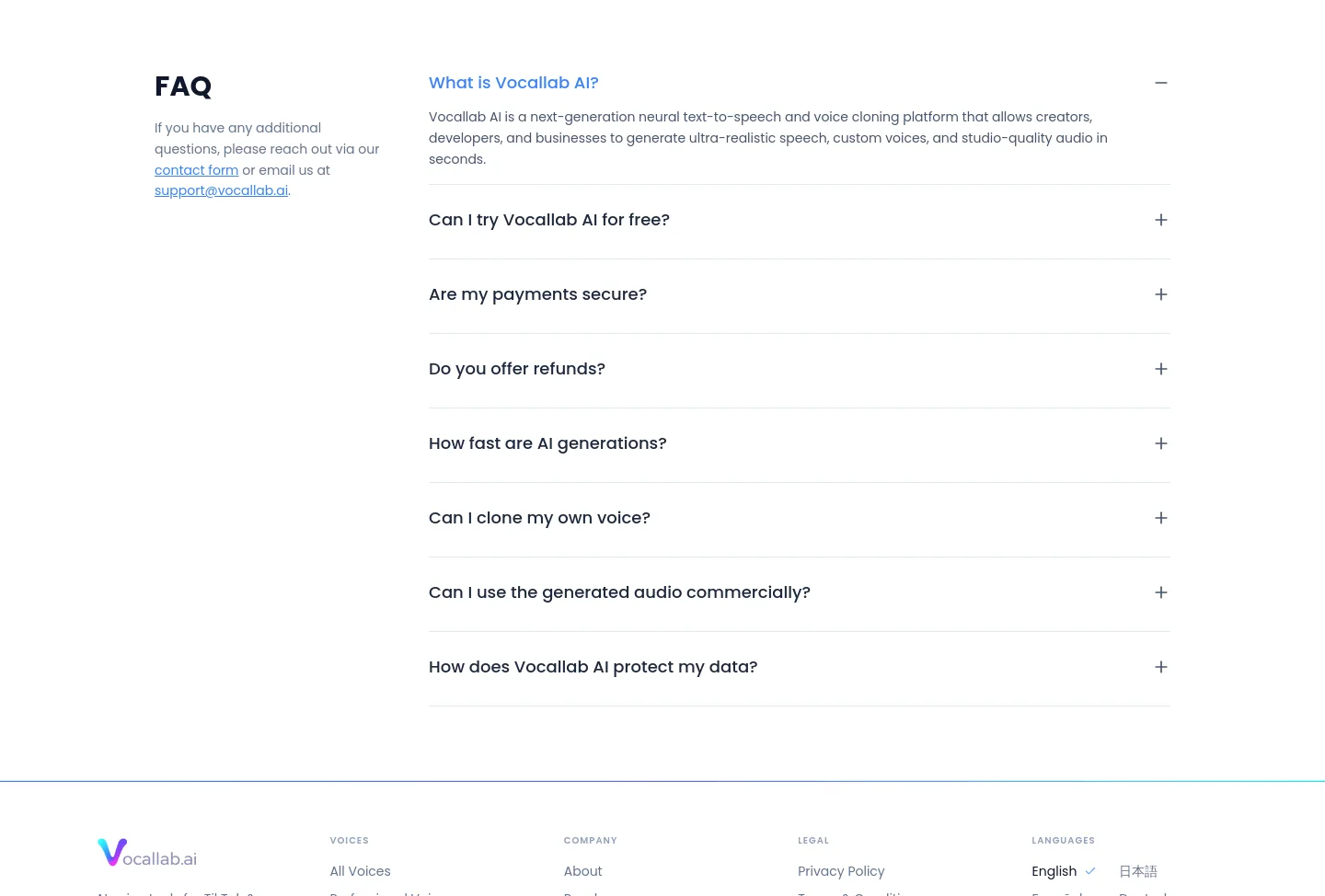 vocallab.ai — FAQ