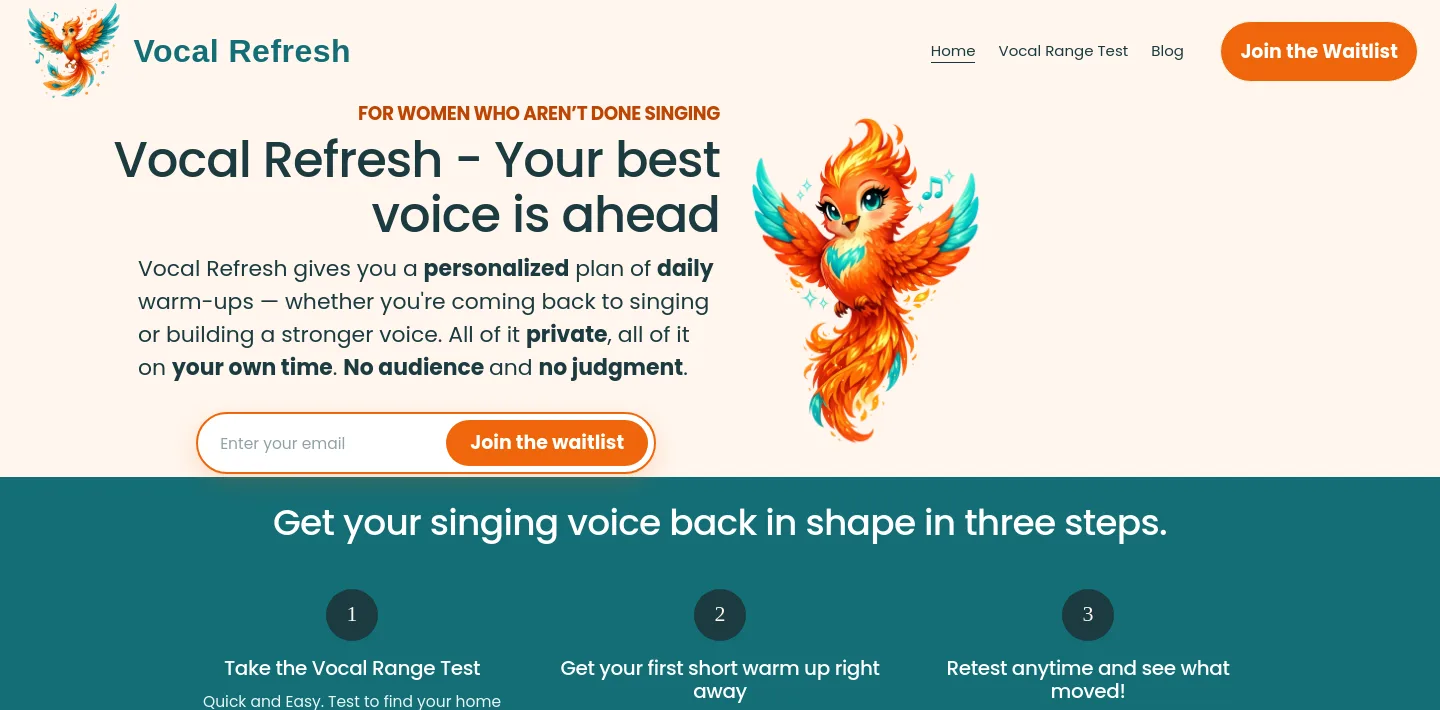 vocalrefresh.com Hero section