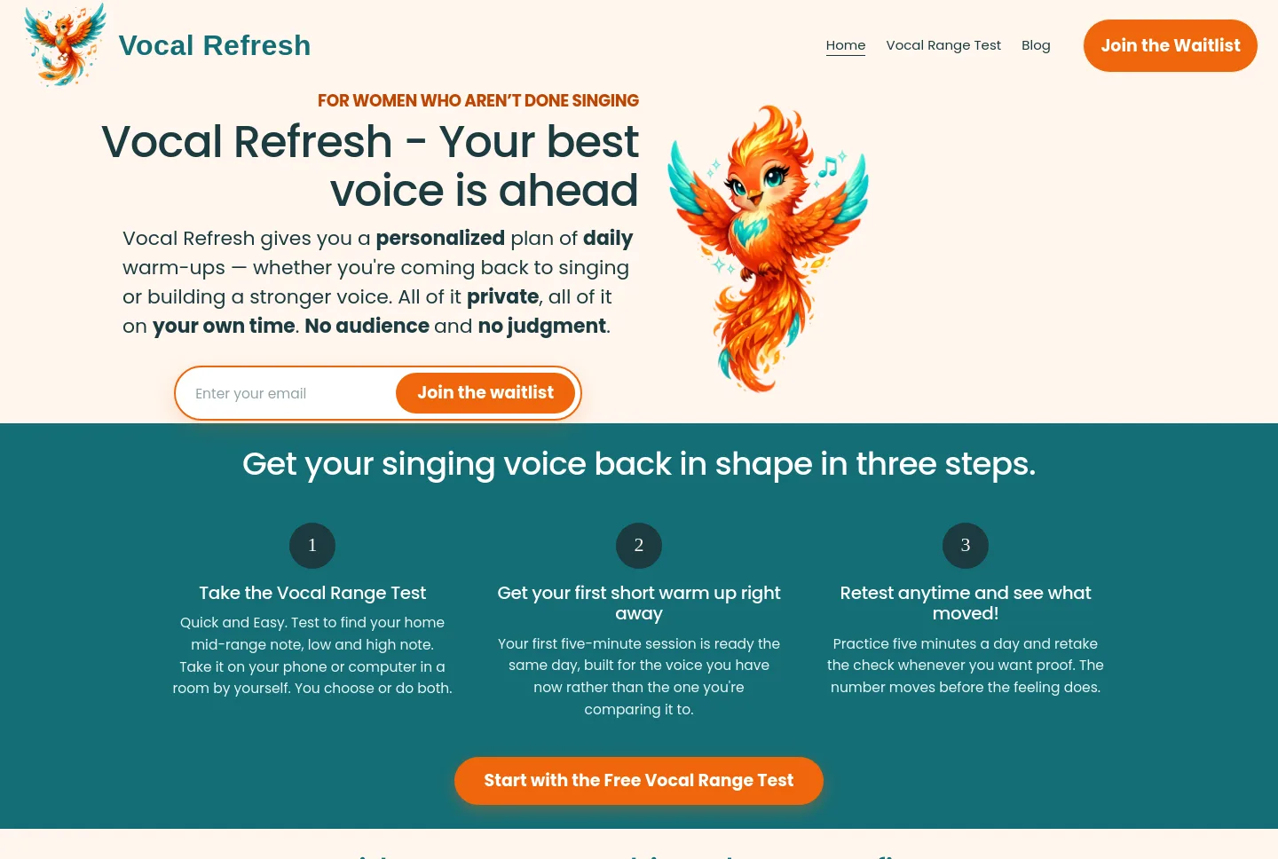 vocalrefresh.com — a measured funnel