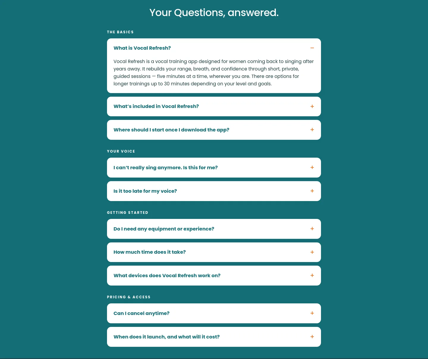 vocalrefresh.com — FAQ