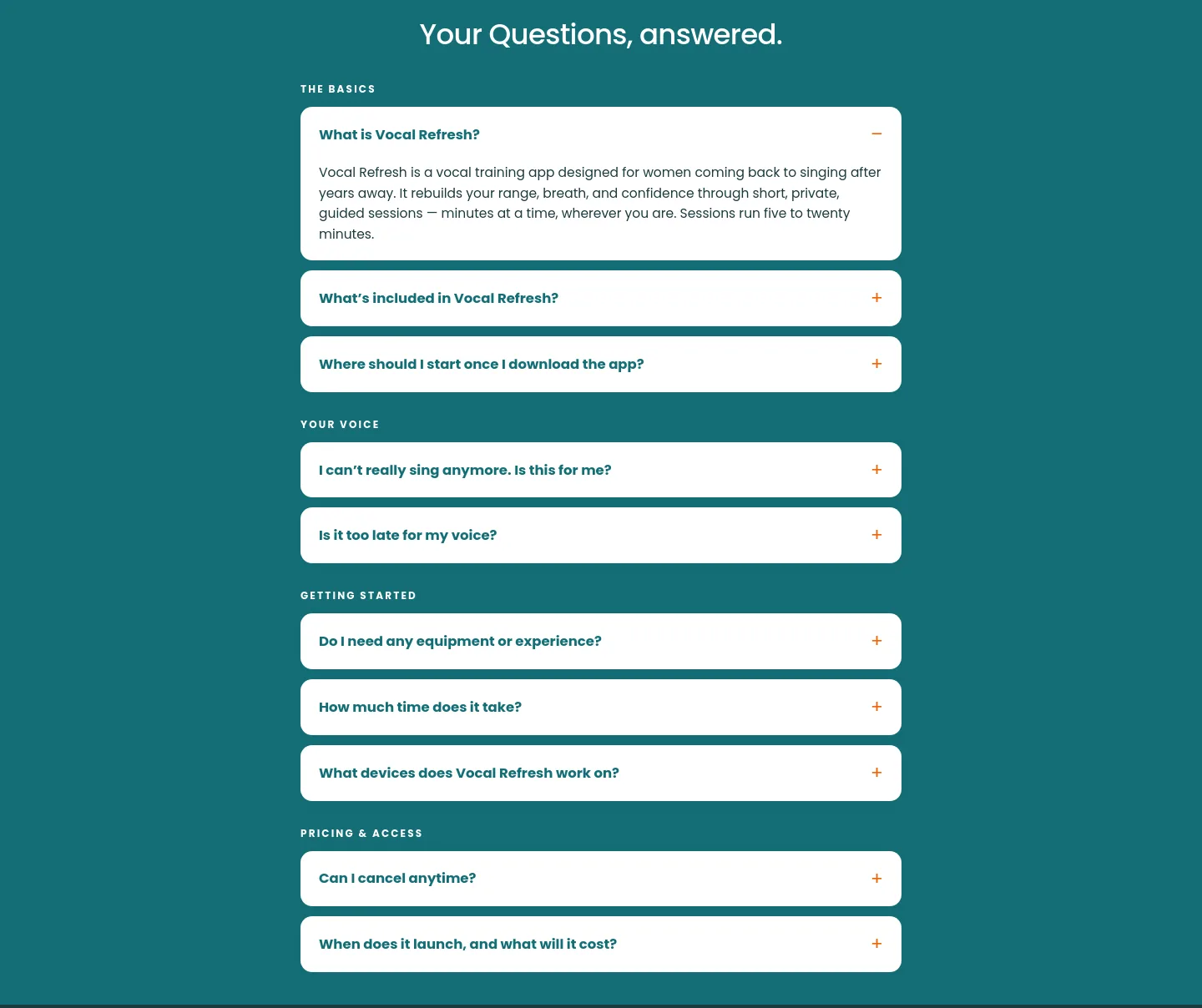 vocalrefresh.com — FAQ