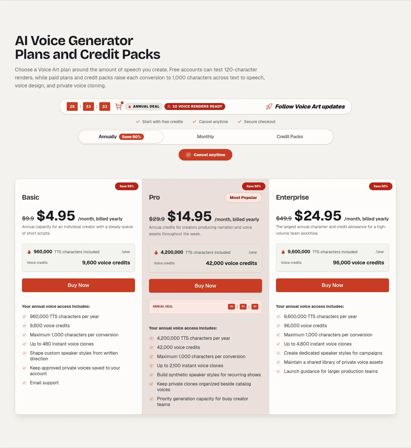 voiceart.app — Pricing